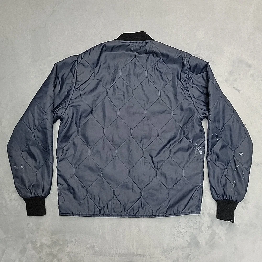 Vintage Wear-Guard  Jacket Mens Medium Navy Blue Quilted Bomber Work Made In USA